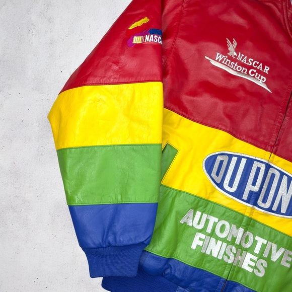 Vintage Chase Jeff Gordon #24 DuPont Rainbow Leather NASCAR Jacket L Winston Cup - Picture 6 of 15